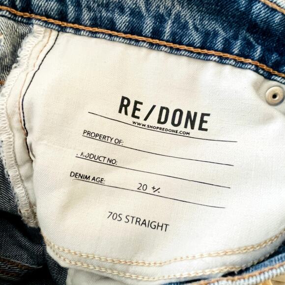 RE/DONE 70s High Rise Studded Moon Wash Straight Leg Jeans Size 29 EUC - Picture 10 of 11